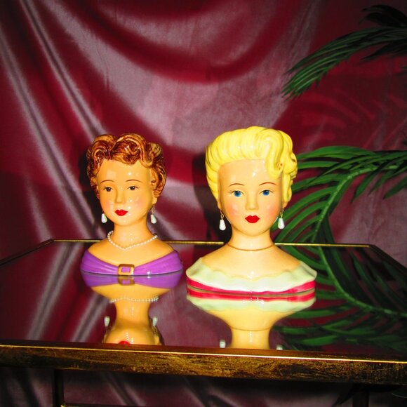 Special Place Lady Head Vases set of 2